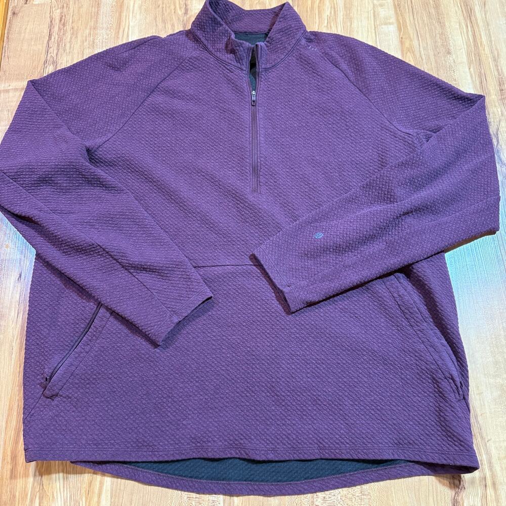 Lululemon At Ease Half Zip Kangaroo Pocket Burgundy Womens Athletic Wear XXL